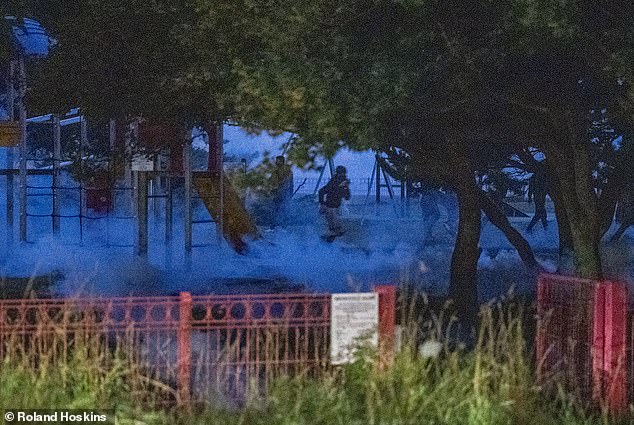 Tear gas was reportedly used to disperse the group of migrants