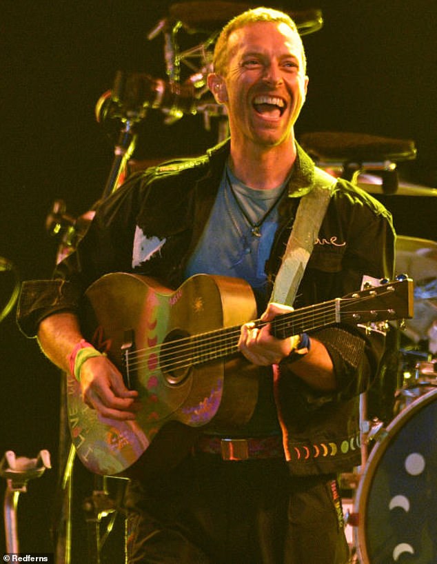 Coldplay frontman Chris Martin made light of the moment on stage, telling the laughing crowd: 'Either they're having an affair, or they're just very shy'