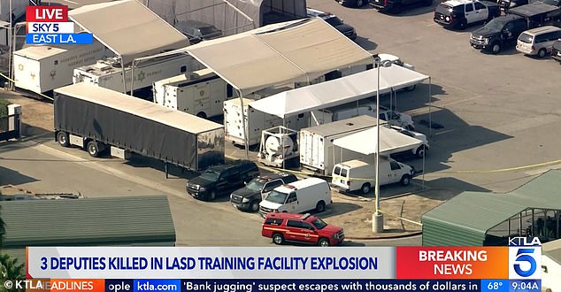 Police sources said that a bomb squad was moving explosives when the explosion occurred. The area has been evacuated, and a large tarp could be seen covering the blast area