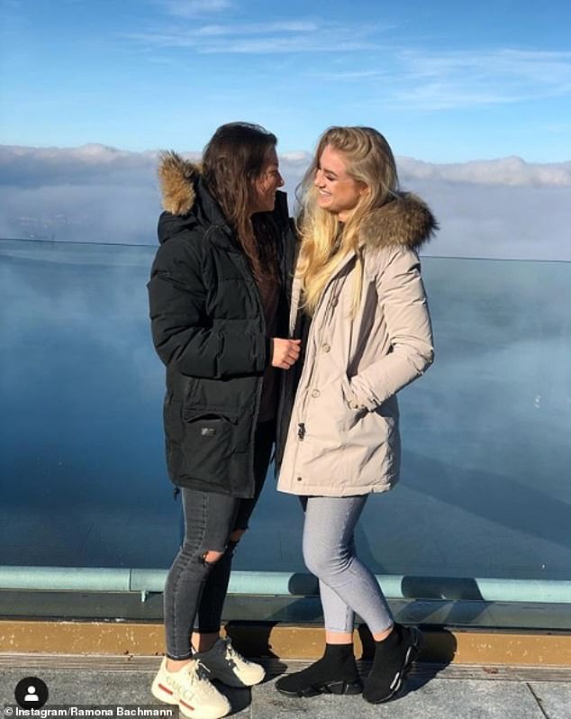 Lehmann (right) had previously dated her national team-mate Ramona Bachmann (left) in the past