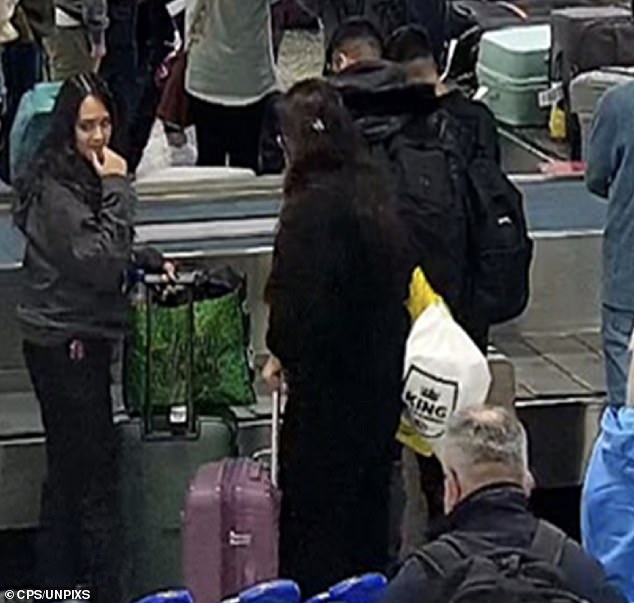 Before being snared, Kauser was caught on CCTV (above) with her children at the Cancun baggage carousel