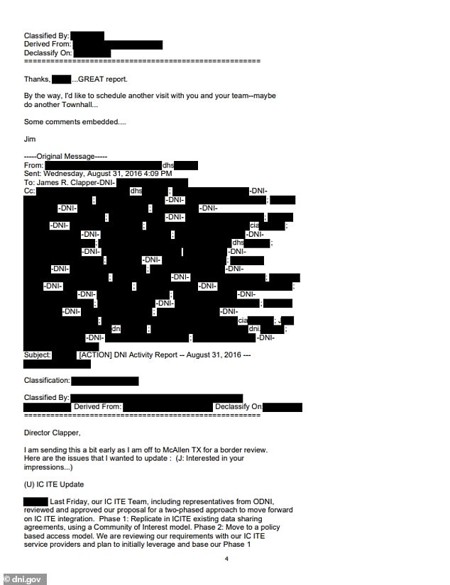 Many of the pages the DNI released are heavily redacted