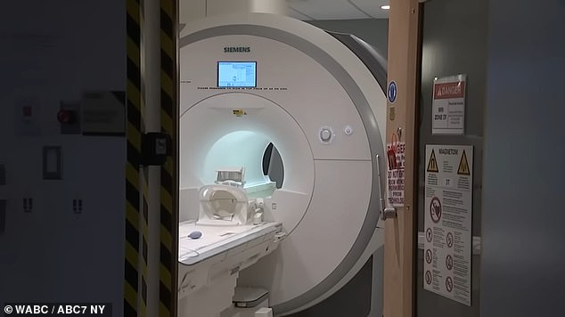 Nassau County Police Department said the man was pulled into the medical imaging machine while wearing a 'large metal chain'