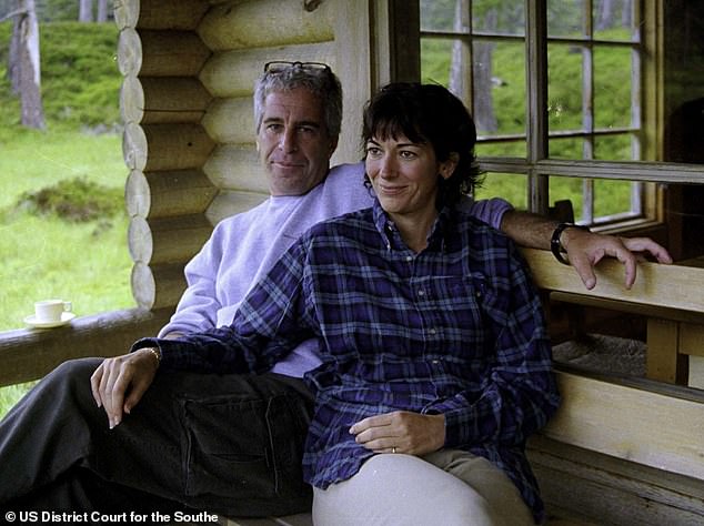 Ghislaine and Epstein pictured together at the Queen's log cabin in Balmoral. Epstein was close friends with Prince Andrew