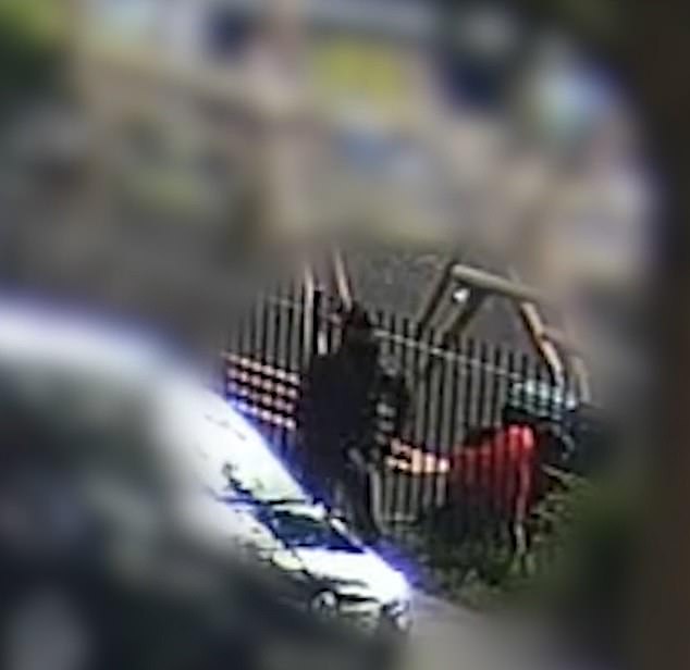 The suspect can be seen taking a handgun out of his trouser pocket before he entered Teletubbies Park via the children's play area and shot Rene in the chest