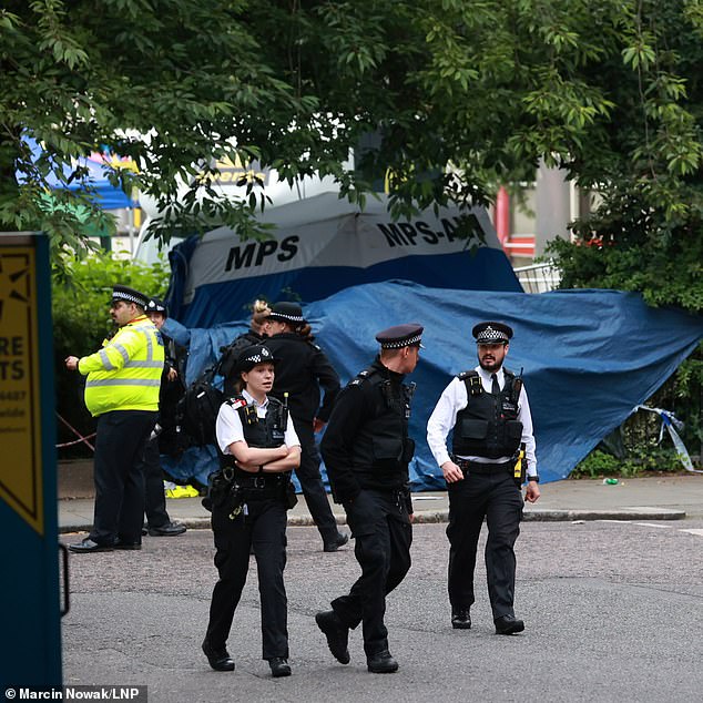 Police guard a cordon near Emslie Horniman's Pleasance in Ladbroke Grove last July