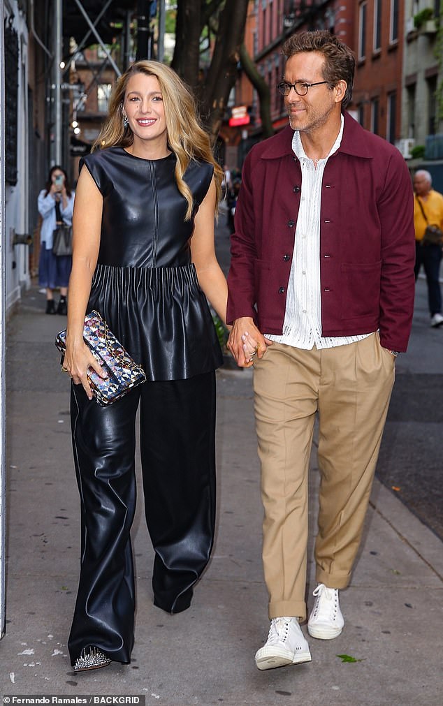 In one incident Justin visited her New York penthouse to discuss rewrites of a pivotal scene, only to be met by Blake, her husband and, purportedly, her friend Taylor Swift (Blake and husband Ryan Reynolds pictured)
