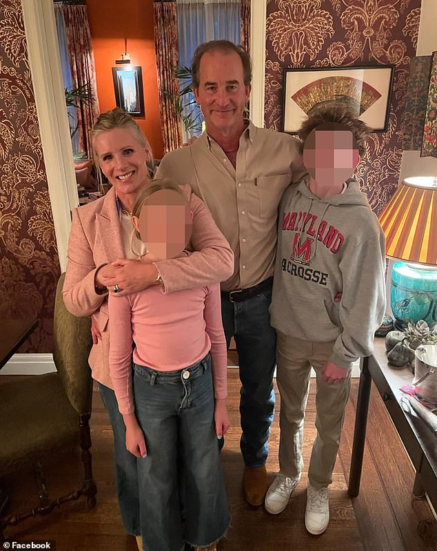 Cabot is currently married to Andrew Cabot, the chief executive of Privateer Rum, a Massachusetts-based booze maker. Pictured: Kristin Cabot pictured with her husband, Andrew, and his two kids