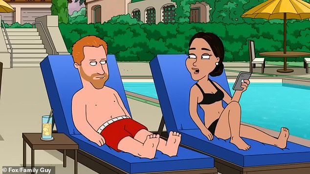 Harry and Meghan were previously depicted in Seth McFarlane's Family Guy as workshy grifters who post sponsored content on Instagram in a new episode