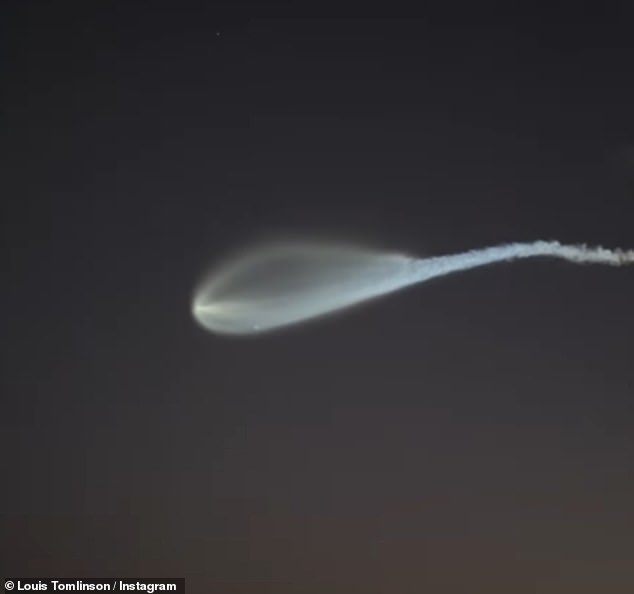 With the sun setting in the background, a large white plume could be seen hurtling through the atmosphere. It was believed to be the latest SpaceX rocket launch