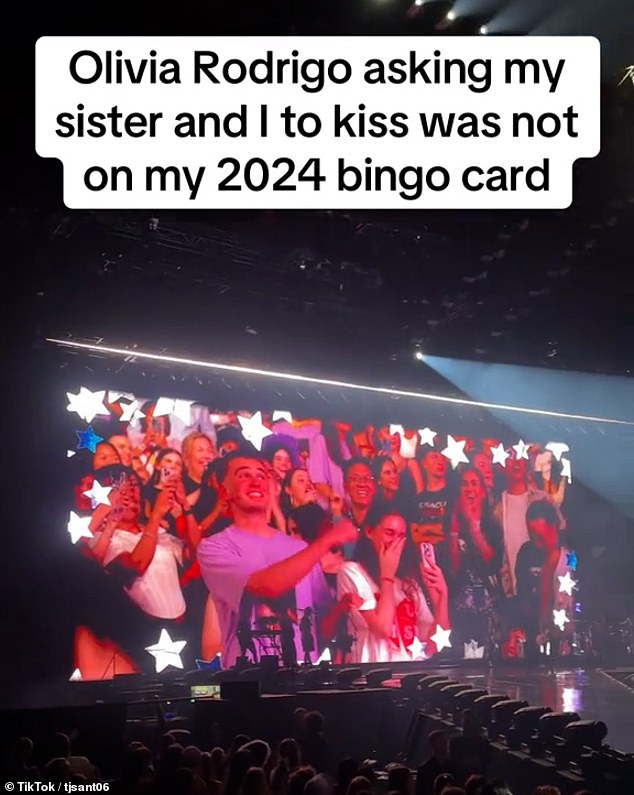 The US pop sensation, 22, was performing at Qudos Bank Arena when she asked two of her fans to kiss for the cameras