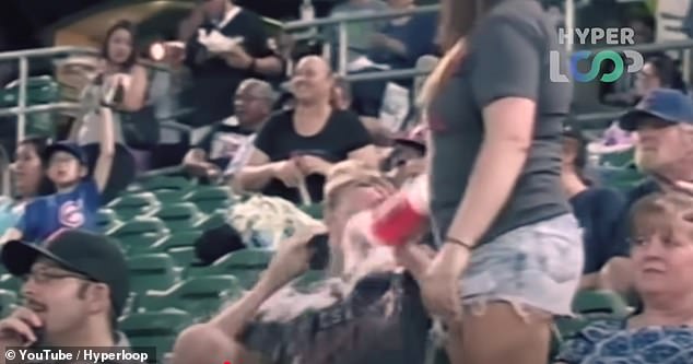 One woman picked up her huge cup of soda and proceeds to throw it over her stunned partner, before storming off