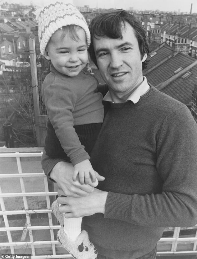 However, he told how he was finally able to 'break the cycle' raising his son George and praised his ex-wife Linda Martin for helping him do so (Larry pictured with George in 1981)