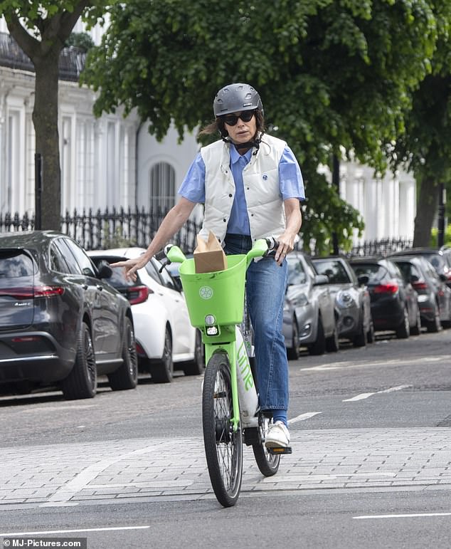 Last year, Minnie Driver enjoyed a ride on one of the pay-as-you-go electric bikes in Notting Hill with some goodies from the Wrap London clothing shop stowed in the basket
