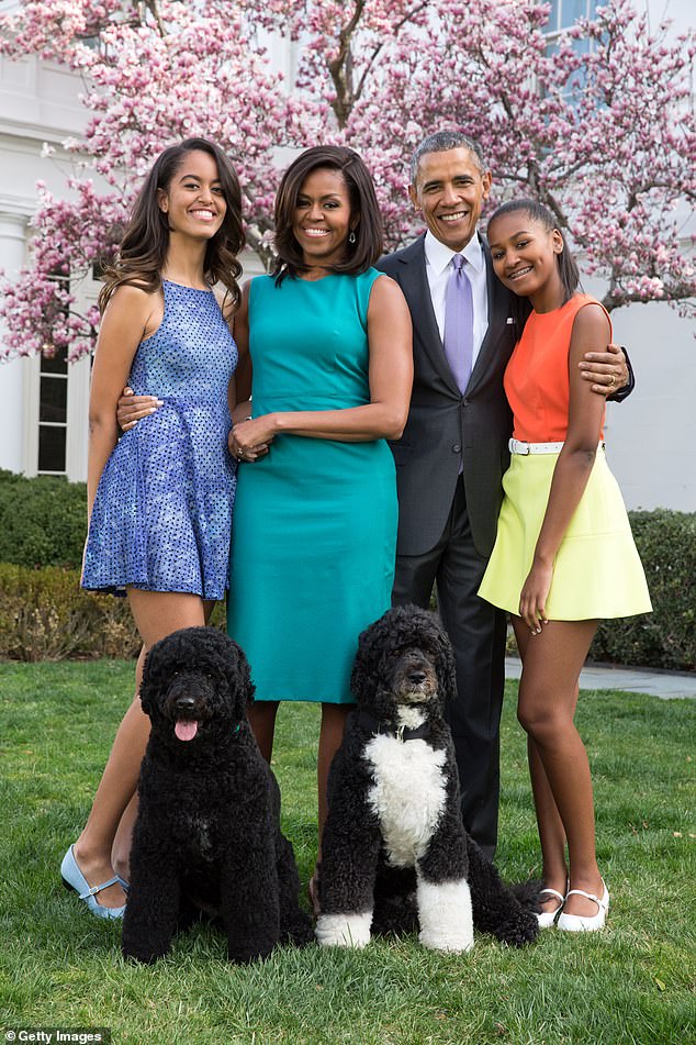 The Obamas have been married for almost 33 years and share daughters, Malia, 26, and Sasha, 24. The family is seen in 2015