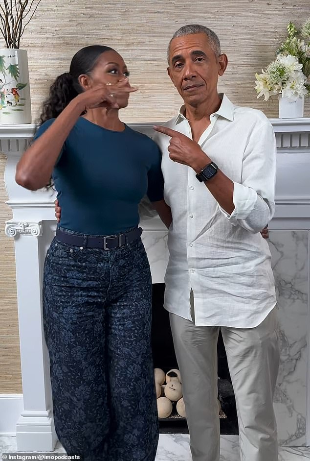 Things turned tense again when they were asked, 'Who's the messy one?' Michelle quickly pointed to Barack while he pointed to her