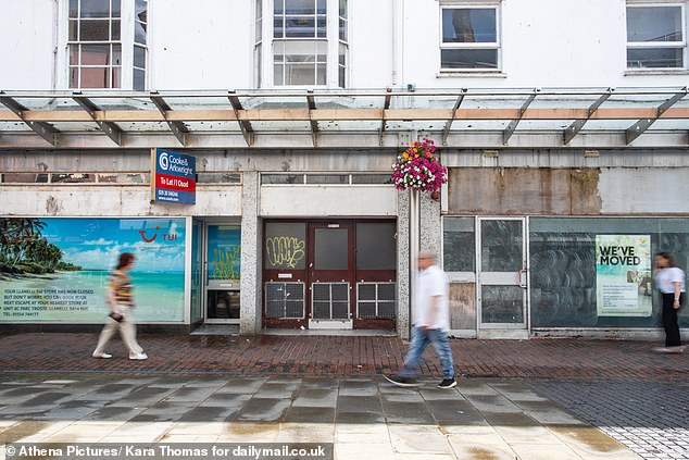Rather than a buzzing town with crowds of shoppers and cafes and restaurants bursting with visitors, the area appears more 'like something out of Soviet Russia', as one resident put it