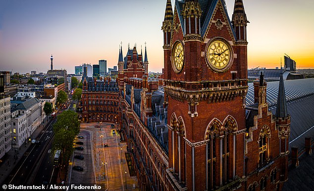 The Grade I-listed Gothic revival building in central London is one of the most iconic sights in the capital - with a restaurant space equally as impressive. Pictured: Nearby St Pancras and King's Cross stations