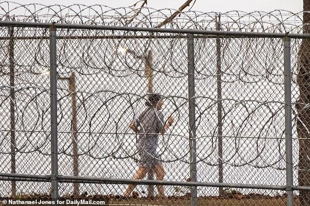 Maxwell is seen here exercising around the yard at the prison, something she would do frequently according to Watkins