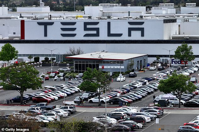 In late June, Amber surprised Elon for his birthday. She flew to the Tesla factory in Fremont, California (pictured)