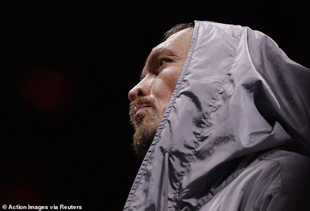Usyk looked deadly focussed moments before the fight began in north London on Saturday