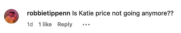 Taking to the comments section, people wrote about their devastation, including: 'WHERE IS MS PRICE GONE'