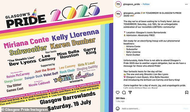 She was amongst the line-up of star-studded names to celebrate the LGBTQIA+ community at entertainment venue Barrowland Ballroom in Calton