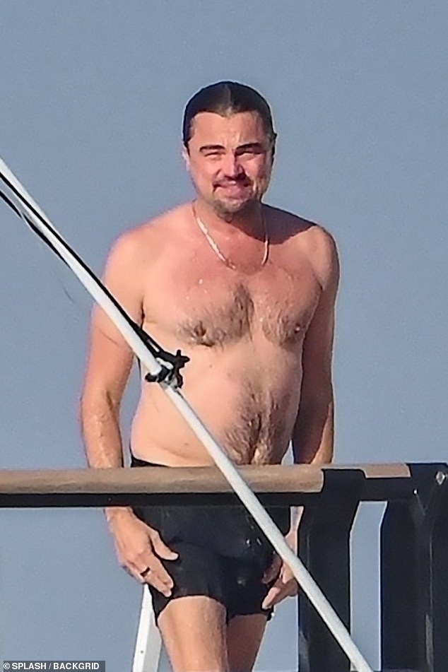 Leo flashed a smile after enjoying a swim