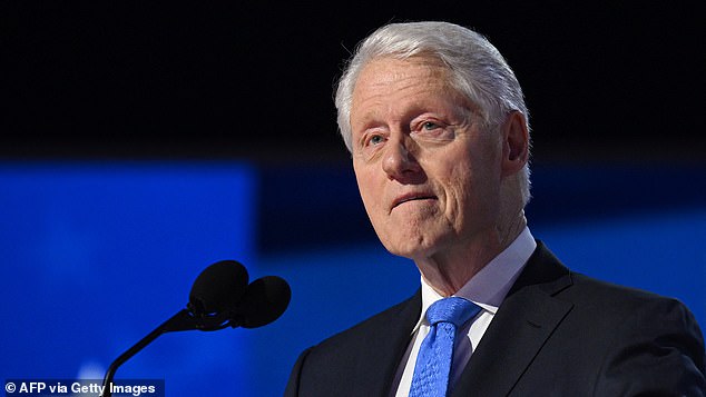 Last night, a source said: 'Ghislaine asked everyone they knew and that included presidents, princes and kings. Bill Clinton wrote a warm and gushing letter'. Pictured: Mr Clinton at the Democratic National Convention in August last year