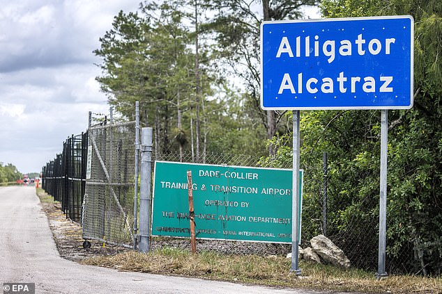 The exterior of the Alligator Alcatraz site, which the President was shown around earlier this month