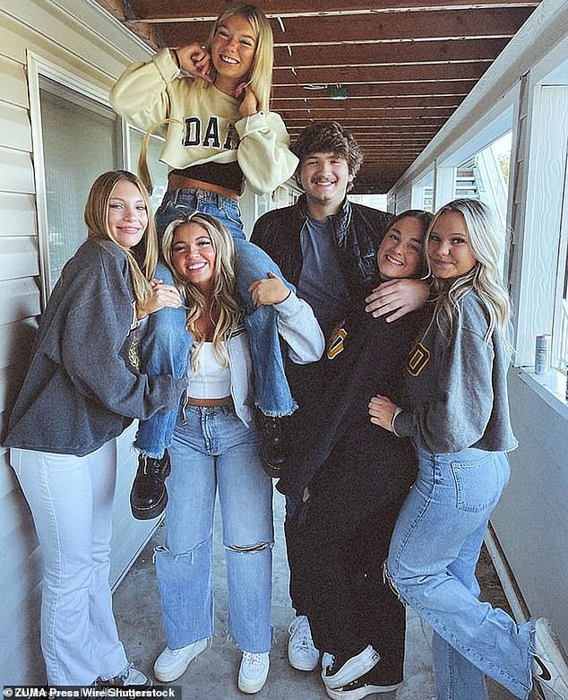 University of Idaho students Kaylee Goncalves (second from left, bottom) and Madison Mogen (second from left, top), Ethan Chapin (center) and Xana Kernodle (second from right) were stabbed to death in their beds as they slept, in their off-campus home