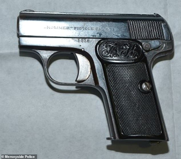 Kelly was also embroiled in a plot to throw a bundle of items into HMP Hindley, where gang member Jack Ross had been remanded. Pictured: A gun recovered during Operation Bombay