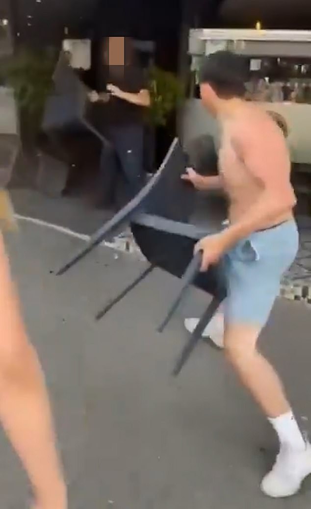 However, hardy Thanet locals are not convinced (Pictured: A teenager using a chair as a weapon while attacking a Broadstairs restaurant last month)