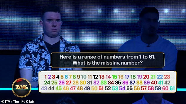 Lee read the 70% question during one instalment which asked players to figure out the missing digit