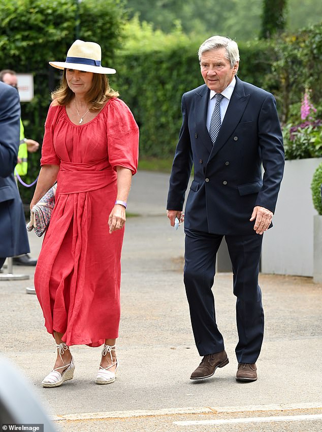Carole and Micheal at Wimbledon in 2021. Kate's parents, Carole and Michael, along with her brother James and sister Pippa supported Kate's recovery at her home in Windsor, which is near their own homes, after her cancer diagnosis