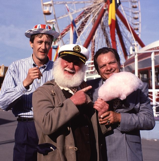 But fans might have to cough up a hefty sum to do so at an upcoming fan event. Pictured: David, Nicholas and Buster as Del Boy, Rodney and Uncle Albert on Only Fools And Horses