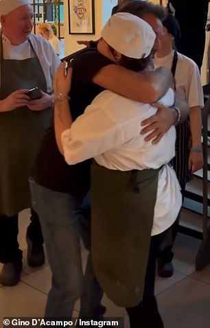 And in one Instagram clip he offered his chefs tips before sharing warm hugs with female kitchen workers and pecking one on the cheek