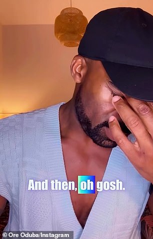 Sharing a six-minute video with Instagram followers, Oduba struggled to contain his emotions while admitting he'd fallen victim to the con