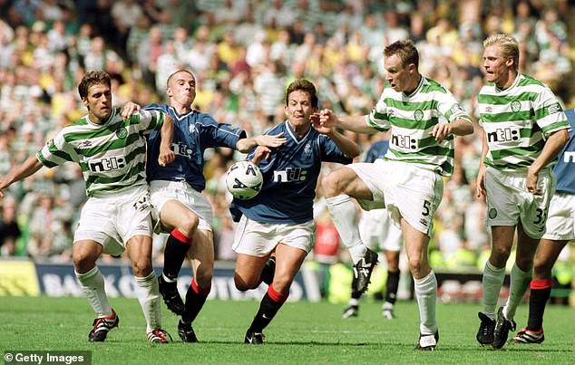 Joos Valgaeren (second from right) and Johan Mjallby (far right) both got arrested after a party in 2002 while at Celtic