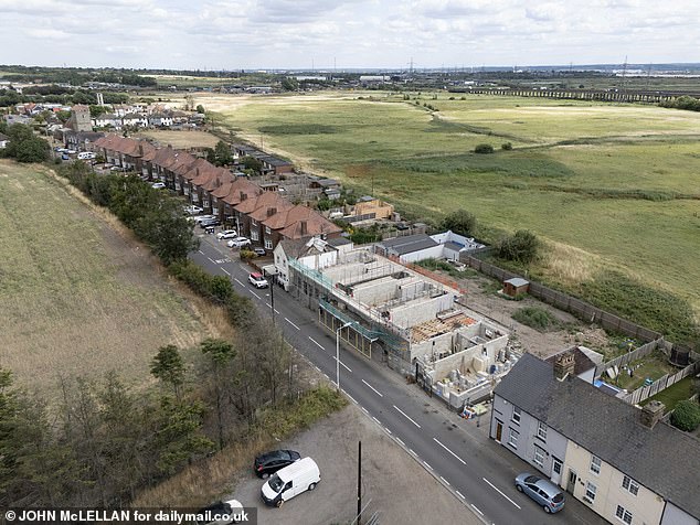 The population of Wennington was dramatically reduced following the raging fire (Pictured: Construction work today)