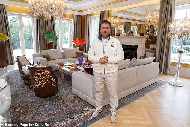Set in landscaped gardens, the Wentworth home boasts its own pool, spa, wine cellar, cinema rooms and his and her bathrooms with £30,000 Parisian crystal taps. Mr Tsvetkov purchased it in 2017 for an estimated £25 million and spent another £5 million refurbishing it