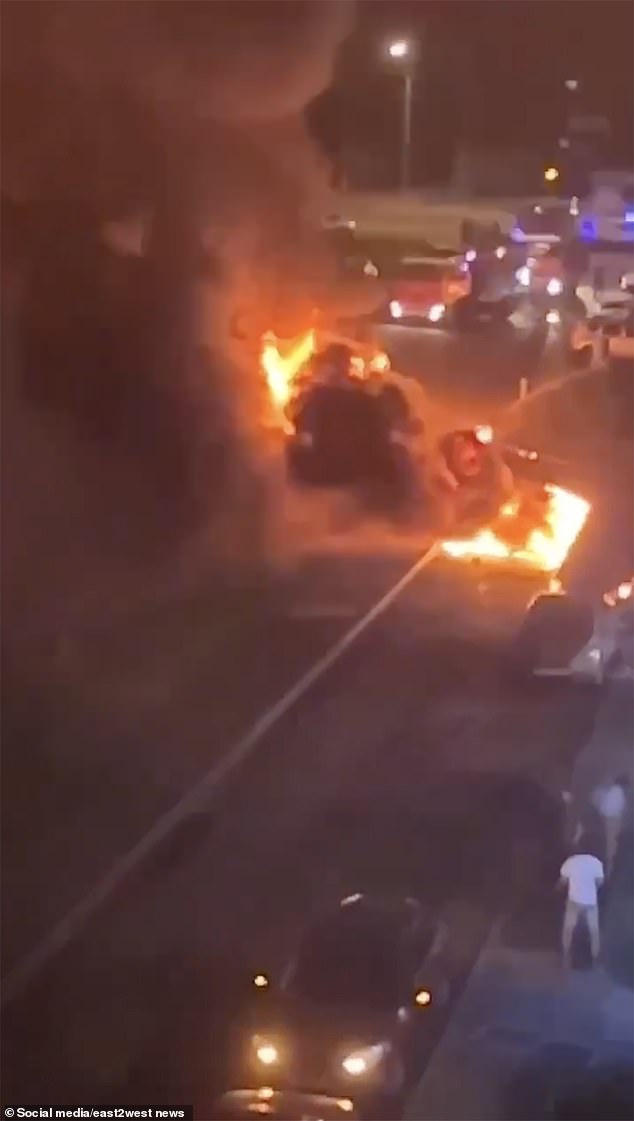 Cars were burning and a residential building hit after Russian air defences downed a kamikaze drone in Zelenograd, a district in northern Moscow