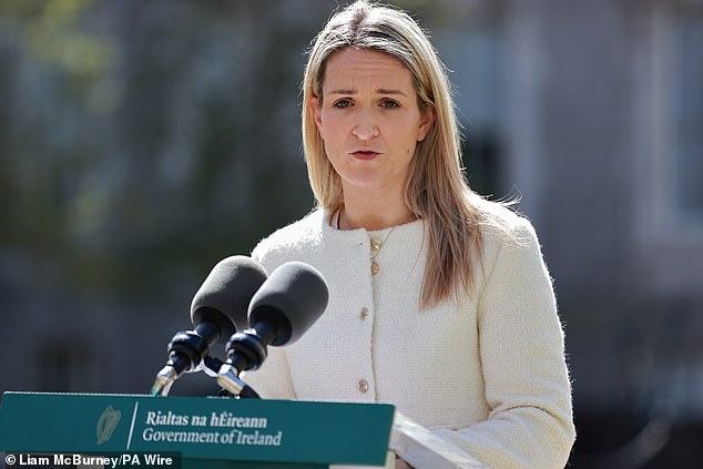 Last year, then Irish justice minister Helen McEntee (pictured) told a scrutiny committee in the Irish Parliament that more than eight in ten asylum seekers in the Republic of Ireland have crossed the country from Northern Ireland
