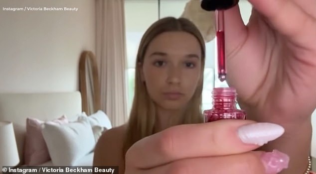Harper was on hand to sample one of her mother's latest products - the flush colour wash