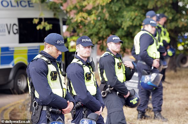 Police have gathered at The Bell Hotel this evening after Thursday night's violence
