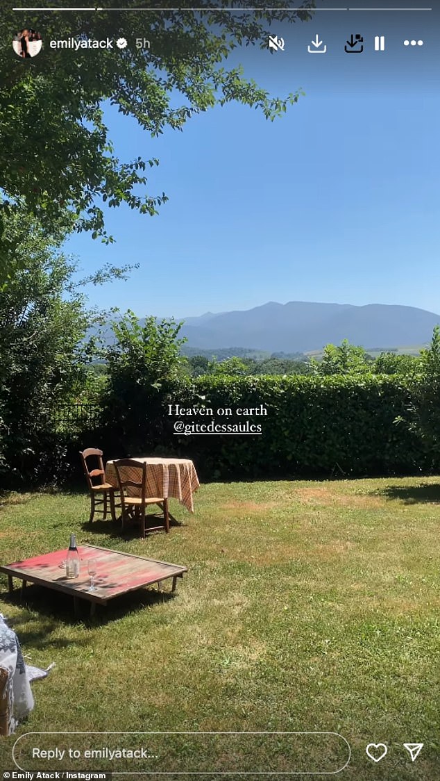 Loving every moment of her getaway the actress branded her rustic rental home's views 'heaven on earth' and gushed: 'Could stay forever'