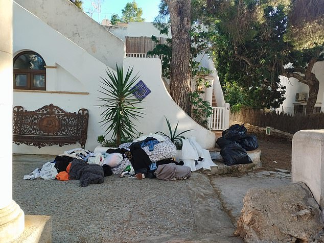 The belongings of Brit expats Emma and Ian Williams are dumped by heartless squatters after occupying their home in Cala d'Or, Mallorca