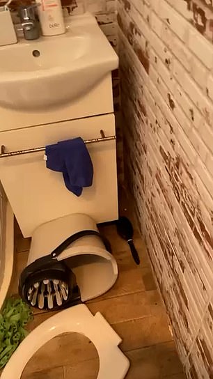 The squatters left the couple's bathroom in a mess when they finally moved out