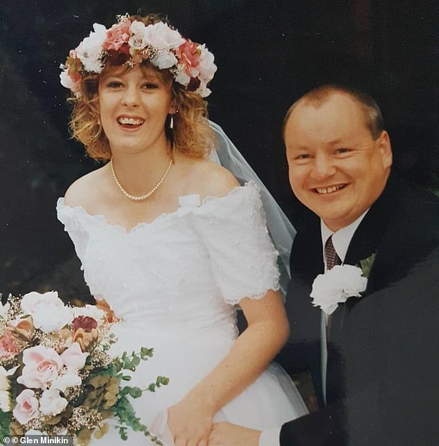 Pictured: Mr and Ms Stevens on their wedding day in September 1996. Anna even previously donated a kidney to her husband in a bid to help him manage his diabetes