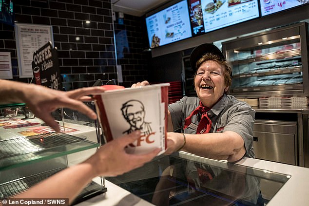 Known as 'Miss KFC', the grandmother (pictured in 2019) worked nearly every possible role - including a cleaner, cashier, supervisor, manager and team leader - in her 47 years at the firm